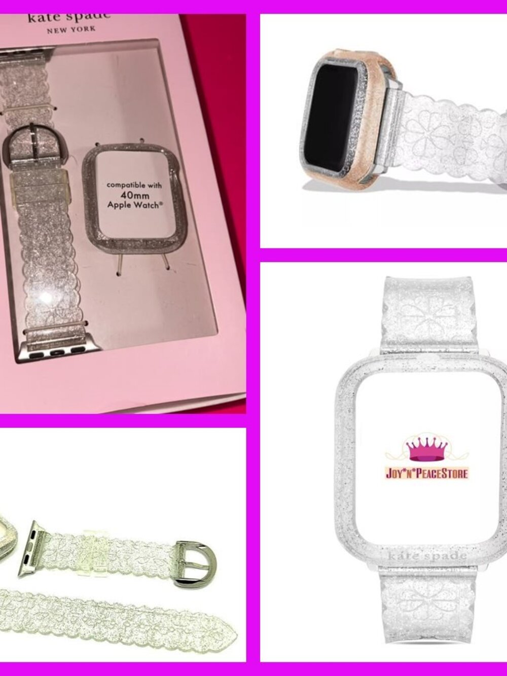 Kate Spade Silver Giltter Jelly 38-40m Case and Apple Watch Strap 2-pcs Set
